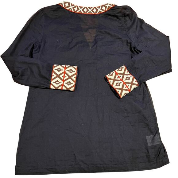 Tory Burch Embroidered Navy Tunic Size 6 Lightweight Sheer Casual Boho Beachy - Picture 2 of 8